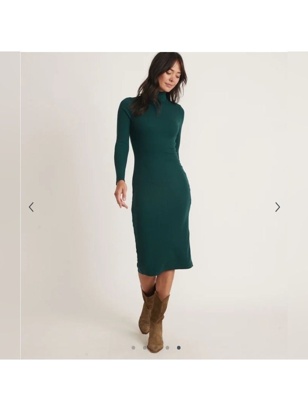 Marine Layer Lexi Rib Turtleneck Midi Dress Ponderosa Pine